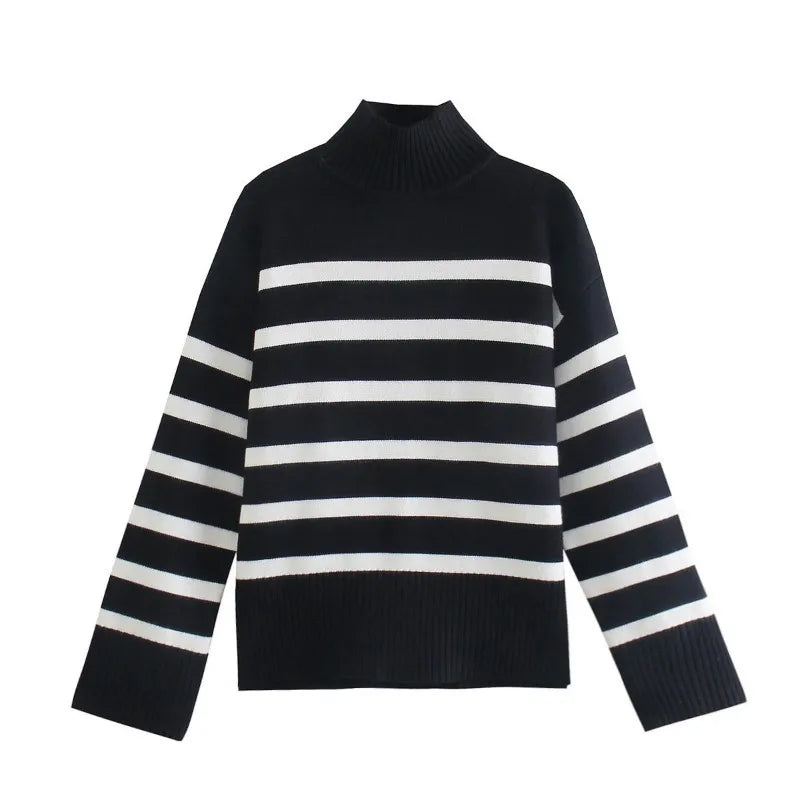 Striped Turtleneck Sweater