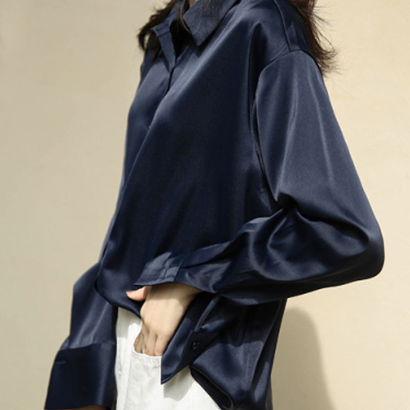 Chic Satin  Button Up